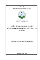 Phân tích danh mục thuốc sử dụng tại bệnh viện c thái nguyên năm 2020