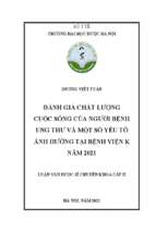 Đánh giá chất lượng cuộc sống của người bệnh ung thư và một số yếu tố ảnh hưởng đến bệnh viện k năm 2021