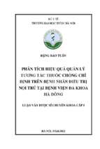 Phân tích hiệu quả quản lý tương tác thuốc chống chỉ định trên bệnh nhân điều trị nội trú tại bệnh viện đa khoa hà đông