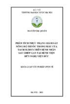 Phân tích thực trạng giám sát nồng độ thuốc trong máu của tacrolimus trên bệnh nhân ghép gan tại bệnh viện hữu nghị việt đức