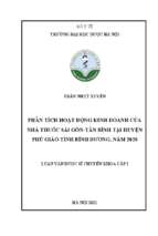 Phân tích hoạt động kinh doanh của nhà thuốc sài gòn   tân bình tại huyện phú giáo tỉnh bình dương năm 2020