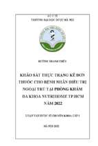 Khảo sát thực trạng kê đơn thuốc cho bệnh nhân điều trị ngoại trú tại phòng khám đa khoa nutrihome tp. hcm năm 2022