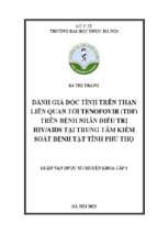 Đánh giá độc tính trên thận liên quan tới tenofovir (tdf) trên bệnh nhân điều trị hivaids tại trung tâm kiểm soát bệnh tật tỉnh phú thọ