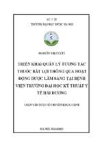 Triển khai quản lý tương tác thuốc bất lợi thông qua hoạt động dược lâm sàng tại bệnh viện trường đại học kỹ thuật y tế hải dương