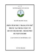 Phân tích thực trạng tồn trữ thuốc tại trung tâm y tế huyện thanh trì thành phố hà nội năm 2020