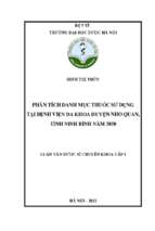 Phân tích danh mục thuốc sử dụng tại bệnh viện đa khoa huyện nho quan tỉnh ninh bình năm 2020