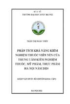 Phân tích khả năng kiểm nghiệm thuốc viên nén của trung tâm kiểm nghiệm thuốc, mỹ phẩm, thực phẩm hà nội năm 2020