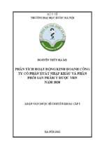 Phân tích hoạt động kinh doanh công ty cổ phần xuất nhập khẩu và phân phối sản phẩm y dược vhn năm 2020