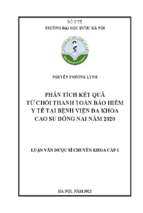 Phân tích kết quả từ chối thanh toán bhyt tại bệnh viện đa khoa cao su đồng nai năm 2020