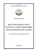 Phân tích danh mục thuốc đã sử dụng tại bệnh viện đa khoa phố nối tỉnh hưng yên năm 2020