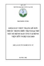 Khảo sát thực trạng kê đơn thuốc trong điều trị ngoại trú một số bệnh mạn tính tại bệnh viện hữu nghị năm 2020