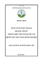 Phân tích thực trạng kê đơn thuốc trong điều trị ngoại trú bệnh viện mắt thái bình năm 2021