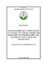 Đánh giá hiệu quả trong quản lý tương tác thuốc chống chỉ định trên người bệnh điều trị tại trung tâm y tế huyện thanh thùy