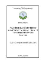 Phân tích danh mục thuốc đã sử dụng tại trung tâm y tế thành phố hải dương năm 2020