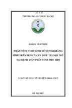 Phân tích tình hình sử dụng kháng sinh trên bệnh nhân điều trị nội trú tại bệnh viện phổi tỉnh phú thọ