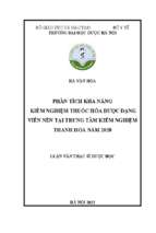 Phân tích khả năng kiểm nghiệm thuốc hóa dược dạng viên nén tại trung tâm kiểm nghiệm thanh hóa năm 2020