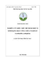 Nghiên cứu điều chế chế phẩm men vi sinh dạng giọt uống chứa vi khuẩn lactobacilus acidophilus