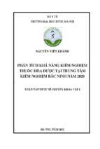 Phân tích khả năng kiểm nghiệm thuốc hóa dược tại trung tâm kiểm nghiệm bắc ninh năm 2020