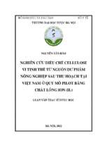 Nghiên cứu điều chế cellulose vi tinh thể từ nguồn dư phẩm nông nghiệp sau thu hoạch tại việt nam ở quy mô pilot bằng chất lỏng ion (il)