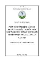 Phân tích tình hình sử dụng kháng sinh điều trị viêm phổi mắc phải cộng đồng ở người lớn tại bệnh viện đa khoa gia lâm năm 2020