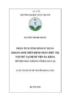 Phân tích tình hình sử dụng kháng sinh trên bệnh nhân điều trị nội trú tại bệnh viện đa khoa huyện bảo thắng tỉnh lào cai