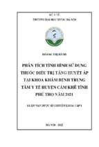 Phân tích tình hình sử dụng thuốc điều trị tăng huyết áp tại khoa khám bệnh trung tâm y tế huyện cẩm khê tỉnh phú thọ năm 2021