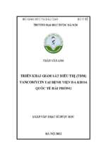 Triển khai giám sát điều trị vancomycin (tdm) tại bệnh viện đa khoa quốc tế hải phòng