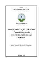 Phân tích hoạt động kinh doanh của công ty cổ phần và dược phẩm hoàng lan