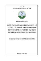 Phân tích hiệu quả trong quản lý tương tác thuốc chống chỉ định trên bệnh nhân nội trú tại bệnh viện nhiệt đới trung ương