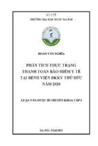 Phân tích thực trạng thanh toán bảo hiểm y tế tại bệnh viện đkkv thủ đức năm 2020