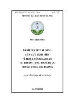 Đánh giá sự hài lòng của cựu sinh viên về hoạt động đào tạo tại trường cao đẳng dược trung ương hải dương