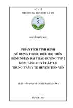 Phân tích tình hình sử dụng thuốc điều trị tăng huyết áp trên bệnh nhân ngoại trú tại khoa khám bệnh bệnh viện đa khoa cẩm phả