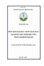 Phân tích danh mục thuốc đã sử dụng tại trung tâm y tế huyện ý yên tỉnh nam định năm 2020