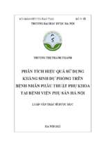 Phân tích hiệu quả sử dụng kháng sinh dự phòng trên bệnh nhân phẫu thuật phụ khoa tại bệnh viện phụ sản hà nội