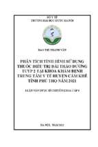 Phân tích tình hình sử dụng thuốc điều trị đái tháo đường tuýp 2 tại khoa khám bệnh trung tâm y tế huyện cẩm khê tỉnh phú thọ năm 2021