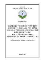 Đánh giá tình hình tuân thủ điều trị thuốc arv của bệnh nhân tại phòng khám ngoại trú điều trị hivaids, khoa bệnh nhiệt đới, bệnh viện đa khoa tỉnh phú thọ