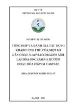 Tổng hợp và đánh giá tác dụng kháng ung thư của một số dẫn chất n acylhydrazon mới lai hóa oncrasin 1 hướng hoạt hóa enzym caspase