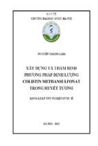 Xây dựng và thẩm định phương pháp định lượng colistin methansulfonat trong huyết tương