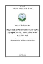 Phân tích danh mục thuốc sử dụng tại bệnh viện đồng nai năm 2020