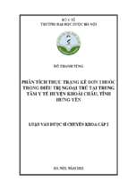 Phân tích thực trạng kê đơn thuốc trong điều trị ngoại trú tại trung tâm y tế huyện khoái châu, tỉnh hưng yên