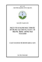 Phân tích danh mục thuốc sử dụng tại trung tâm y tế trảng bom   đồng nai năm 2020