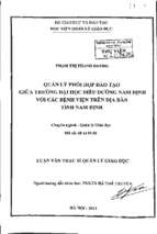 Quản lý phối hợp đào tạo giữa trường đại học điều dưỡng nam định với các bệnh viện trên địa bản tỉnh nam định