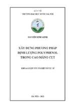 Xây dựng phương pháp định lượng polyphenol trong cao măng cụt