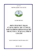 Phân tích thực trạng sử dụng thuốc arv và thuốc prep tại phòng khám ngoại trú trung tâm y tế quận 4, tphcm năm 2020