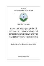 Đánh giá hiệu quả quản lý tương tác thuốc chống chỉ định trên bệnh nhân nội trú tại bệnh viện 74 trung ương