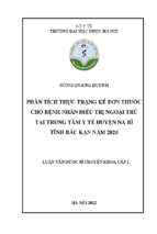 Phân tích thực trạng kê đơn thuốc cho bệnh nhân điều trị ngoại trú tại trung tâm y tế huyện na rì tỉnh bắc kạn năm 2020