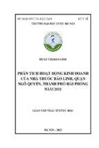 Phân tích hoạt động kinh doanh của nhà thuốc bảo linh, quận ngô quyền, thành phố hải phòng năm 2021