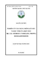 Nghiên cứu tác dụng chống sốt rét và độc tính của hợp chất 10β   [(2''β  hydroxy 3'' imidazol) propyl] deoxoartemisinin