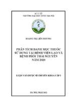 Phân tích danh mục thuốc sử dụng tại bệnh viện lao và bệnh phổi thái nguyên năm 2020