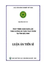 Luận án phát triển chăn nuôi lợn theo hướng an toàn thực phẩm tại tỉnh bắc ninh